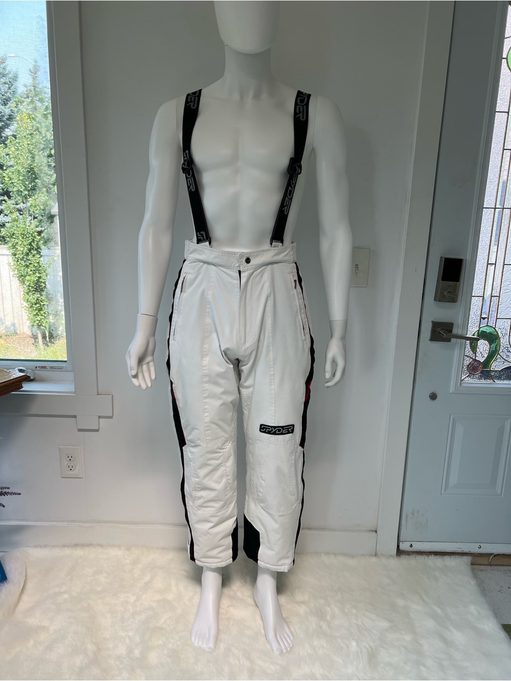 Spyder Insulated Ski Snow Bib Pants Men’s Small 30W White Waterproof Winter Snow